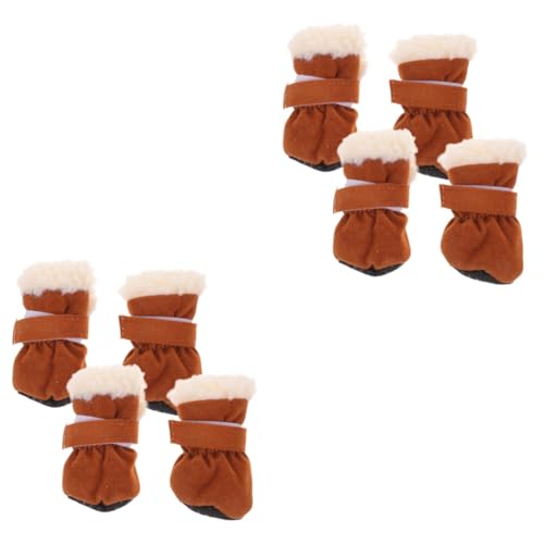 WOONEKY 8 STK Schneestiefel Für Haustiere Anti-rutsch-pfotenpolster Für Hunde rutschfeste Haustierschuhe Winterstiefel Für Hunde Regenstiefel Für Hunde Wanderschuhe Für Hunde Brown Flanell von WOONEKY