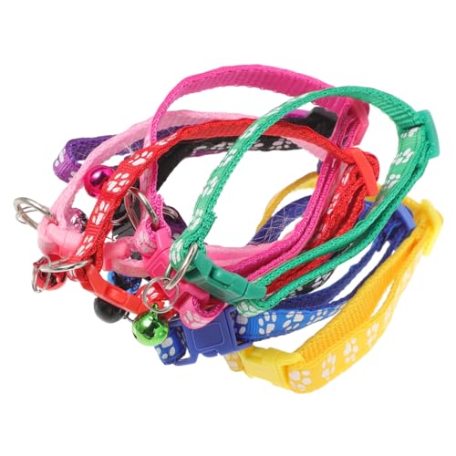 WOONEKY 8st Fußabdruck Glocken Halsband Kleines Welpenhalsband Hund Kette Halsband Abbrechbares Katzenhalsband Welpen Weibliches Hundehalsband Glockenhalsband Für Haustiere von WOONEKY