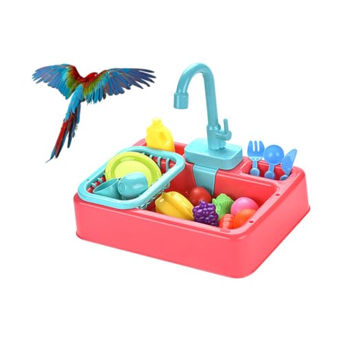 WOONEKY Vögel Dusche Box Automatische Wasserhahn Badewanne für Papageien Vogel Werkzeug mit Spielzeug Vogel Waschbecken Bad Sicher von WOONEKY