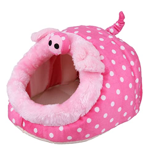 WOONEKY Für Haustierbetten Tierspielzeug Haustier Warmes Spielzeuge Spielzeug Für Hasen Hamsterhausbett Kleines Tierbett Einstreu Für Hamster Rosa Kleines Haustier Weiches Bett von WOONEKY