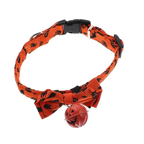 WOONEKY Halloween-Kragen Hündin Dekoratives Kätzchen Feiertags-Jack-o-Lantern-Kragen Verstellbares Haustierhalsband Welpen Thanksgiving-hundehalsband Katze Orange Polyester von WOONEKY