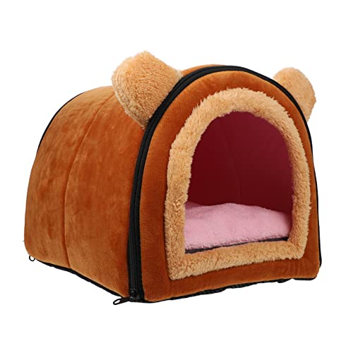 WOONEKY Hamster Baumwollnest hamsterbett haustierbett Kleintiernest zusammenklappbare Hängematte warmhaltendes Nest Schlafsack Schlafnest für Hamster Hamsterschlafnest Baumwolle Coffee von WOONEKY