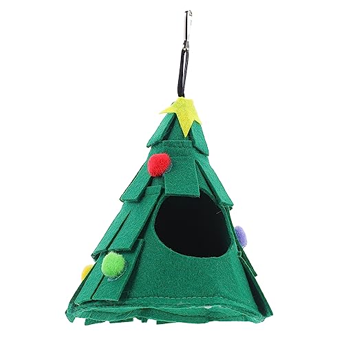 WOONEKY Hamster-Weihnachtsnest kleines Haustier Hamsterhütte Igelnest Weihnachtsbaumform Hamster Schlafplatz Hängematte für Hamster atmungsaktive Hängematte für Haustiere Filzstoff Green von WOONEKY