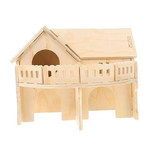 WOONEKY Hamsterhaus nager Spielzeug Nagetier Spielzeug Nagerkäfig Holzhaus Nagetier Schlafhaus Haustier schlafhaus Hamsterversteck Haustier Spielzeug Hamsterschlafnest hölzern Brown von WOONEKY