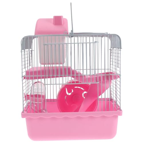 WOONEKY Hamsterkäfig Hamster- -Spielzeug Mäusekäfige Aquarium Igel-Villa Hamster käfig Hamster cage tragbarer Zaun Käfige für Meerschweinchen Igelhaus Hamsterversteck Plastik Rosa von WOONEKY