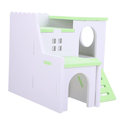 WOONEKY Hamsternest hamsterhaus hamsterzubehör Holzhaus für Hamster Hamsterhöhle Guinea großer Hamsterkäfig Igelhaus Spielzeug Haustier Hamsterhütte Hamster Unterschlupf hölzern Green von WOONEKY