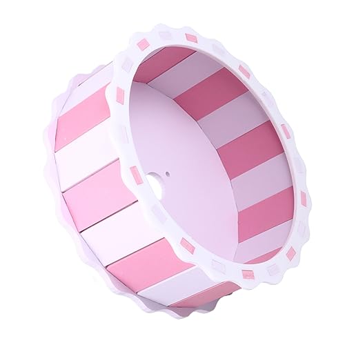 WOONEKY Hamster- Chinchilla-Rad stummes Laufrad aus Holz für Zwerghamster Trainingsspielzeug für Haustiere sicheres Material Rosa 17 cm von WOONEKY