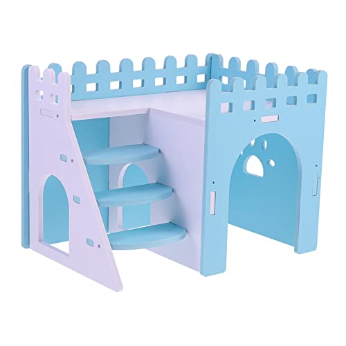 WOONEKY Hamstervilla Versteck Für Haustiere Hamster-spielset Hamsterspielzeug Chinchilla- Hamsterhaus Aus Pappe Chinchilla-Spielzeug Hamsterhütte Villa Igelhaus Blue Ökologisches Brett von WOONEKY