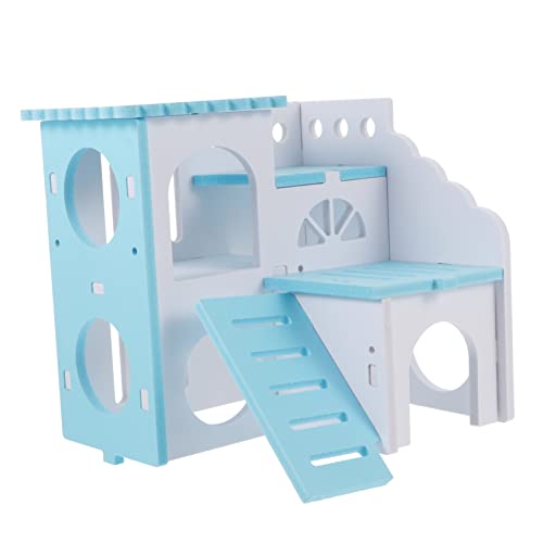 WOONEKY Hamstervilla hamsterhaus Hamster Terrarium Kleintierzubehör Rattenversteck Hamsterversteck Spielzeug Hamsterversteck Hütte Hamster Hütte Ökologisches Brett Blue von WOONEKY