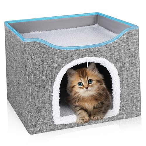 WOONEKY Haustier Katzenstreu faltbares katzenhaus cat House cat Toy Katzen bettchen katzenbetg Katzenhöhle Katzenzwinger Katzenbett Katzenhaus Katzenhütte Polyester-Leinenimitat von WOONEKY