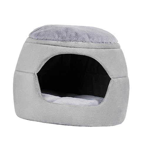 WOONEKY Haustierbett Kissenhaus für Haustiere im Winter Katzennest Haustier-Schlafbett Katze schlafbett pet Bed petbett Hundeschlafnest Schlafnest für Haustiere Perlenbaumwolle Light Grey von WOONEKY