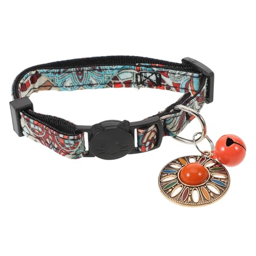 WOONEKY Haustierhalsband Boho Katzenhalsband Katzenhalsbänder für Haustier verstellbares hundehalsband für Kätzchen Zubehör Hund Glocke Polyester von WOONEKY