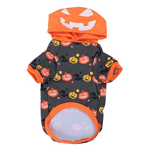 WOONEKY Haustierhundehalloween-Sweatshirt Pet Flippige Kleidung Welpen-Shirt Warme Hundemäntel Kürbis Hundekostüm Winterkleidung Für Hunde Katzen-kürbis-Outfit Halloween-hundejacke Orange von WOONEKY