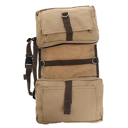 WOONEKY Hund Rucksack Für Mittelgroße Und Große Hunde Outdoor Camping Wandern Tragetasche Khaki Canvas Hunde Sattel Tasche Mit Verstellbarem Gurt Und Robustem Design von WOONEKY