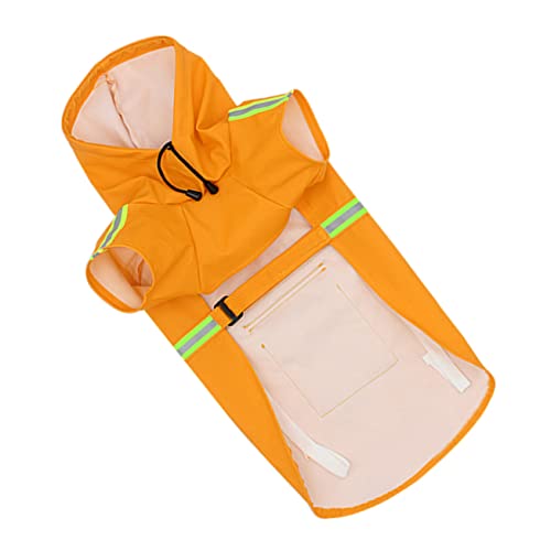 WOONEKY Regenbekleidung für Hunde reflektierende Streifen wasserdicht und leicht verstellbare Passform stilvoller Haustier-Regenmantel tragbar Orange 2XL von WOONEKY