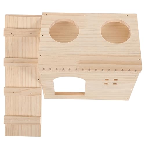 WOONEKY Hamsterspielzeug Aus Holz Mit Versteck Und Schlafhaus Für Kleintiere Leicht Zu Reinigen von WOONEKY