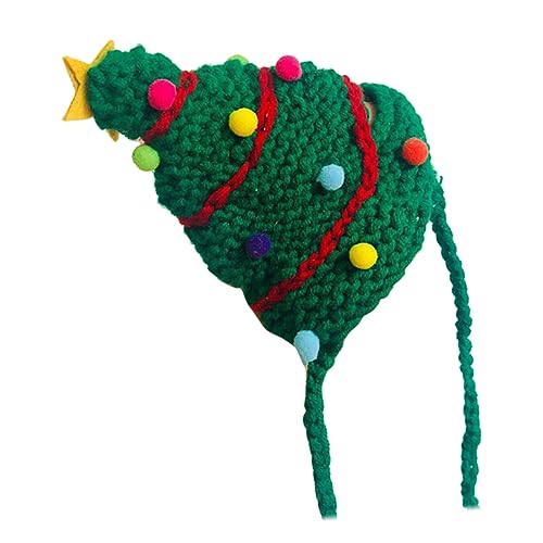 WOONEKY Katze gestrickte Mütze Weihnachtsmütze für Haustiere Hundemütze für Weihnachten Weihnachtskleidung für Haustiere Hund Elfenmütze Kopfschmuck Kappen Katzen-Weihnachtsmütze die Katze von WOONEKY