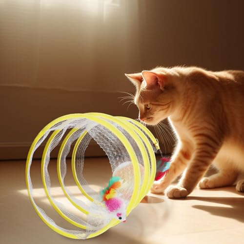 WOONEKY Katzentunnelspielzeug für den Innenbereich Katzentunnel für Wohnungskatzen Katzenspieltunnel interaktives katzenspielzeug Interactive cat Toy Katze spielt Kätzchen Katzenkreis von WOONEKY