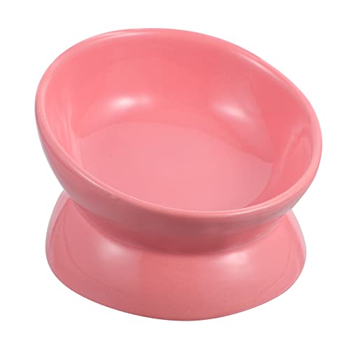 WOONEKY Kippen Sie den Futternapf Wassernapf für Haustiere Futternapf für Haustiere Haustiernapf pet Bowl katzenfutterstation Fressnapf für Haustiere Futterspender für Katzen Keramik Rosa von WOONEKY