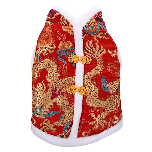 WOONEKY Kleidung tierkostüme hundemantel Kaltwettermantel katzenoutfit Dog Coat Haustier-Outfits Kleider für den Winter Haustierkostü des neuen Jahres festliches Hundekostü Polyester rot von WOONEKY