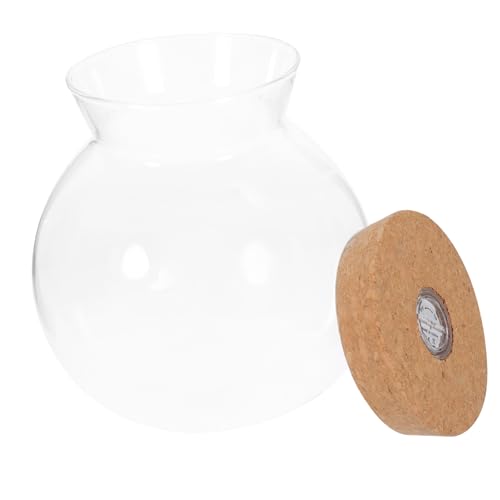 WOONEKY Landschaftsflasche Terrarienflasche Terrarienschale Klare Blasenschale Kleine Behälter Winzige Fische Transparente Fischflasche Flasche Mit Led-licht Fischglas Mit Rand Weiß Holz von WOONEKY