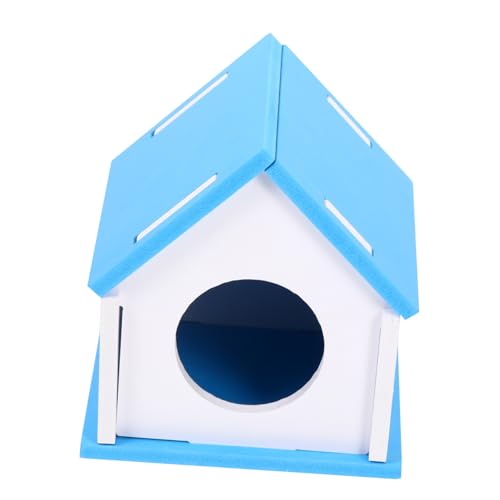 WOONEKY Nasenhaartrimmer Hamster käfig Hamster cage holzhäuser holzhaus kleintierhaus Hamsterhütte Hamster-Esszimmer Hamsterhaus Haustier Spielzeug Heimtierbedarf Holzhütte hölzern Blue von WOONEKY