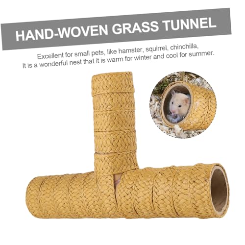 WOONEKY Stroh Hamster Tunnel Hamsterversteck Chinchilla-Spielzeug Naturrasentunnel Spielzeug Für Meerschweinchen Meerschweinchen-Tunnel Tunnel Für Kleine Haustiere Hamsterlaufstall Gras von WOONEKY