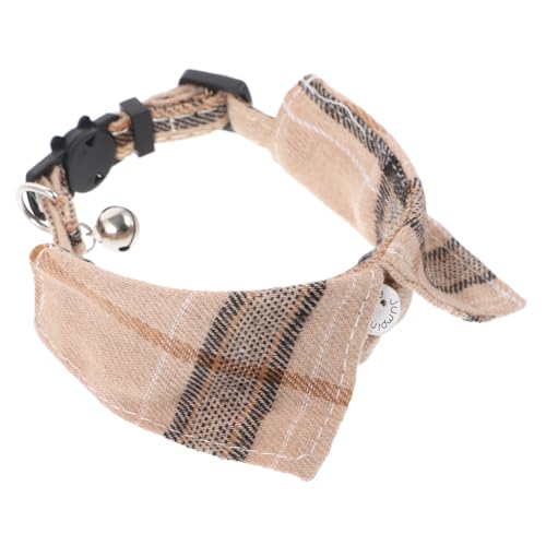 WOONEKY für Haustiere dekoratives Katzenhalsband Katze Karierter Kragen verstellbare Hundehalsbänder für Kätzchenhalsbänder für Mädchen Tuch Light Brown von WOONEKY