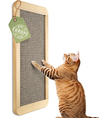 WOOWOOD ® Kratzbrett Katze [Beidseitig Verwendbar] Krallenpflege aus 100% Öko Kratzteppich I Kratzbrett Wand aus Massivholz I katzenkratzbretter I Katze I Katzen Wand Klettern I Katzen Kratzbrett von WOOWOOD