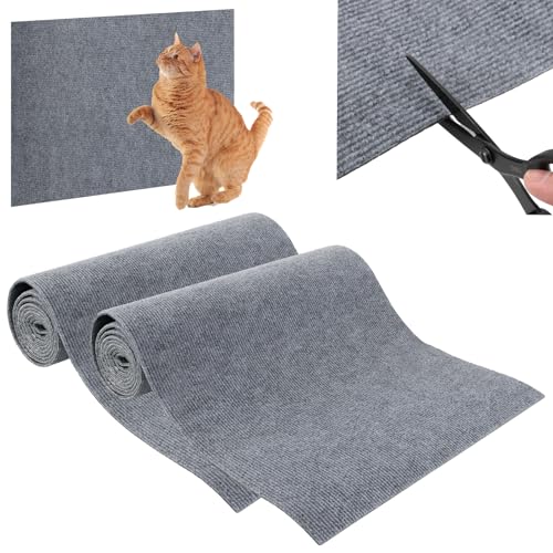 WOPPLXY 2 Rollen Grau Kratzmatte Katze, 200 x 40cm Kratzmatte Selbstklebend, Wiederverwendbarer Kratzmatte Katze Wand für Katze von WOPPLXY