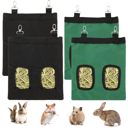 WOPPLXY 4 x Kaninchen-Heu-Futterspender mit 2 Löchern, Meerschweinchen, Heu-Futterstation, zum Aufhängen, Kaninchen, Heu-Futterspender für Kaninchen, Meerschweinchen, Chinchillas, kleine Haustiere von WOPPLXY