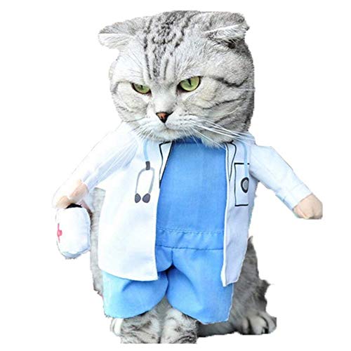 WORDERFUL Arztkostüm für Hunde und Katzen, Halloween, Katzen, Jeans, Outfit für Halloween (Größe XS, Arzt) von WORDERFUL