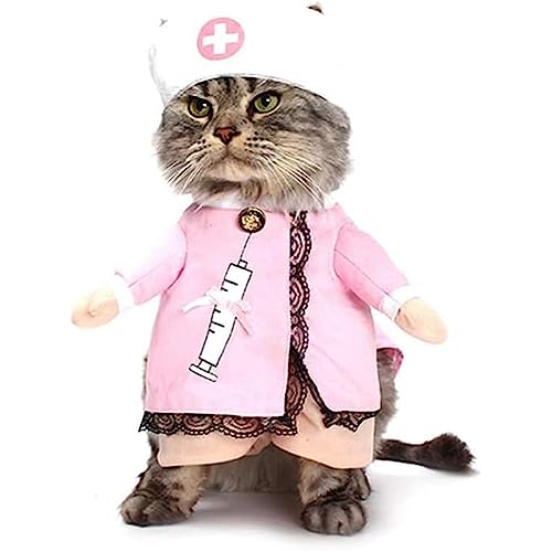 WORDERFUL Halloween-Kostüm für kleine Hunde, Katzendoktor, Krankenschwester, Haustierarzt, Kleidung, Halloween-Jeans, Outfit Bekleidung (Größe M, Krankenschwester) von WORDERFUL