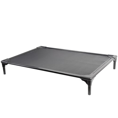 WOSHIXIAOKEAI Hundebett Haustier-Campingbett, Aluminiumlegierung, Haustierbett, Aluminium-Hundebett, Hund, Sommer, atmungsaktives Campbett, erhöhtes Hundebett Haustiermöbel(Black) von WOSHIXIAOKEAI