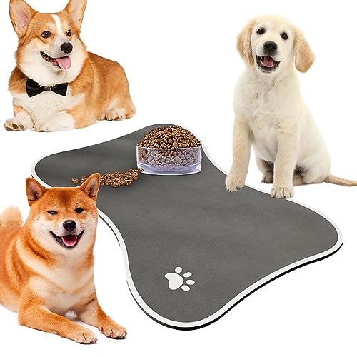 Hundefuttermatte | Anti-Auslauf-Futtermatte für Hundenapf | Hundeteppich mit Knochenform für Futter und Wasser, Haustierbedarf für Welpen, Kaninchen, Kätzchen, Katzen von WOTEG