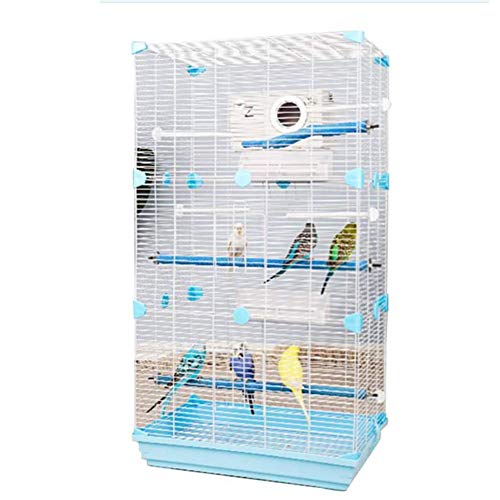 Blaue dekorative Vogelkäfige, Papageienkäfige aus Eisen mit stehender Stange, Futterbox, einzigartiger Vogelträger für Haustiervilla, Blau A, Blau B，Blue B von WOTZOV