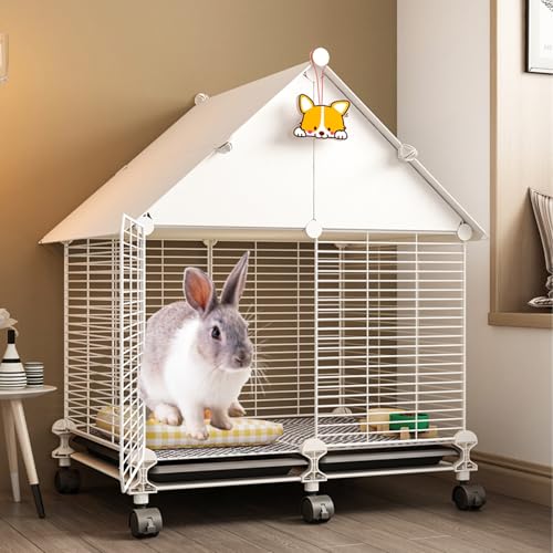 Großer Kaninchenkäfig mit Universalrad für Kaninchen, Erwachsene Ratten, Frettchen, Chinchillas, Meerschweinchen, große Hamster von WOTZOV