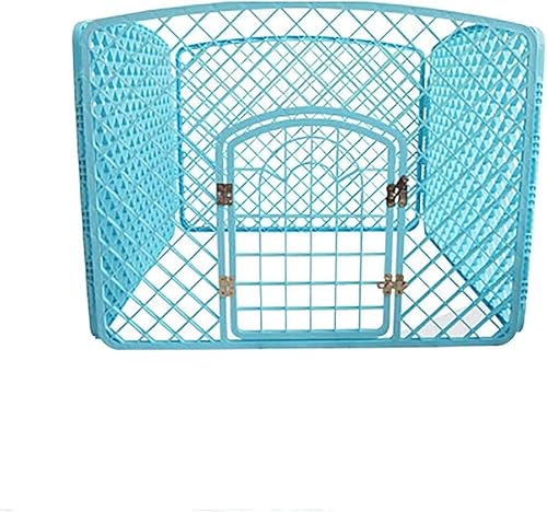 Haustierzaun Freie Kombination Haustierzaun Innen Kunststoff No-Punch Barrier Gate Mittlerer Haustierkäfig Kleiner Hund，Blue 100 * 100 * 77cm von WOTZOV