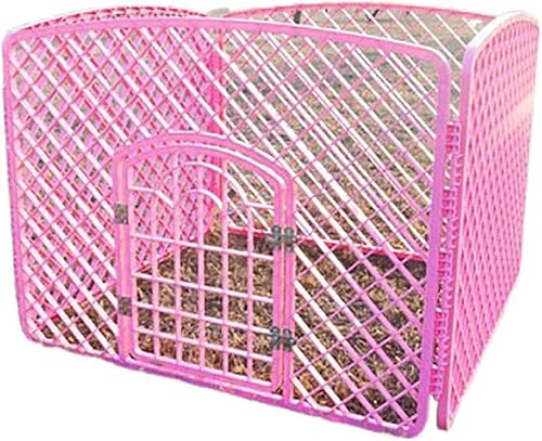 Haustierzaun Freie Kombination Haustierzaun Innen Kunststoff No-Punch Barrier Gate Mittlerer Haustierkäfig Kleiner Hund，Pink 100 * 100 * 77cm von WOTZOV