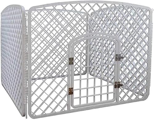 Haustierzaun Freie Kombination Haustierzaun Innen Kunststoff No-Punch Barrier Gate Mittlerer Haustierkäfig Kleiner Hund，White 100 * 100 * 77cm von WOTZOV