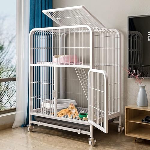 Home Indoor Pet Villa Zweistöckiger, extra großer Haustierzwinger mit freiem Platz nimmt keinen Platz EIN Zwinger-Laufstall Großer Haustier-Drahtkäfig，One Color 78 * 55 * 85cm von WOTZOV