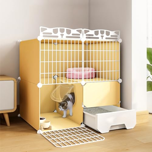 Katzenkäfig mit Katzentoilette, Katzengehege für draußen, abnehmbare Katzenzwinger, DIY-Katzenlaufstall für drinnen für Kleintiere, Kätzchenkiste, Katzenhaus, Auslauf, ideal für 1– von WOTZOV