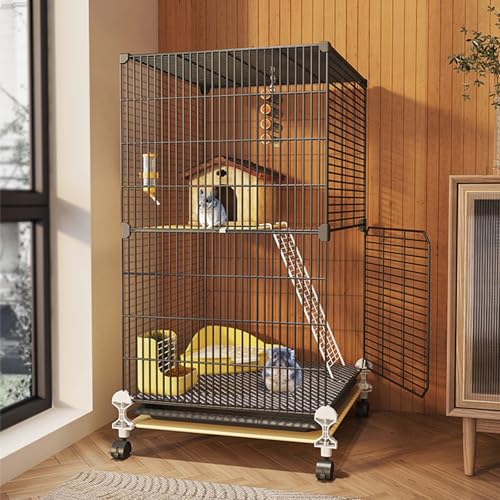 Metallkäfige für Kleintiere mit 2 Ebenen und Universalrad für ausgewachsene Ratten, Frettchen, Chinchillas, Meerschweinchen, große Hamster，L von WOTZOV