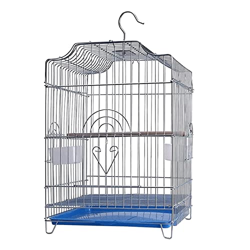 Vogelkäfig, Vogelkäfig aus Metall, große tragbare Vogeltransportboxen, einfach aufzuhängendes Vogelkäfigtablett mit Standstange, Futterfenster, Griff, neuartiges Design von WOTZOV