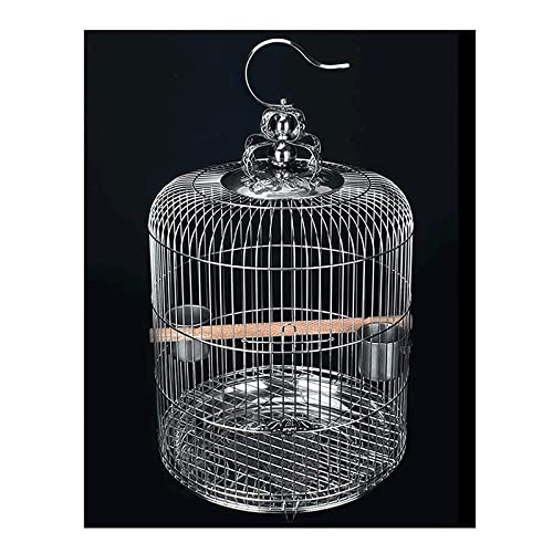 Vogelkäfig, tragbarer Vogelkäfig, runde Vogelkäfige mit Haken und abnehmbarem Tablett für Vogelkäfige zu Hause mit Rollkäfig und Futterspender, neuartiges Design，30cm von WOTZOV