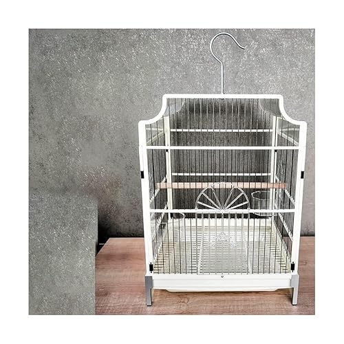 Vogelkäfige für draußen, großer Vogelkäfig aus Metall, tragbarer Vogelkäfig, quadratisch, zum Aufhängen, ideal für Sittiche, Vögel, Schwarz，White von WOTZOV