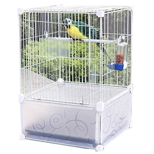 Weiße dekorative Vogelkäfige, Papageienkäfig aus Eisen mit transparentem Standfuß, Tränke und Futterspender, Weiß 55 cm, Weiß 75 cm，White 55cm von WOTZOV