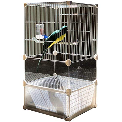 Weiße dekorative Vogelkäfige, Papageienkäfig aus Eisen mit transparentem Standfuß, Tränke und Futterspender, Weiß 55 cm, Weiß 75 cm，White 75cm von WOTZOV