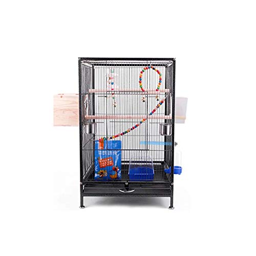 dsmsdre Großer Vogelkäfig aus Metall und Edelstahl, Reisevogelkäfig mit Leiter, hängendem Spielzeugtablett, schwarzer Vogelträger, A, B，B von WOTZOV