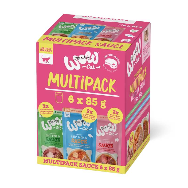 Sparpaket WOW Cat Filets in Sauce 24 x 85 g - Mixpaket (3 Sorten) von WOW Cat